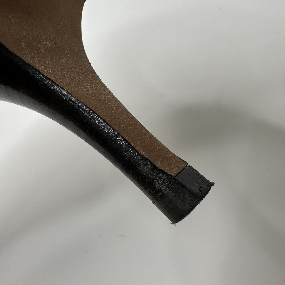 Ann Taylor D'Orsay Pumps 6M Brown‎ Snakeskin Pattern Buckle Pointed Toe 3" Heel - Picture 9 of 16
